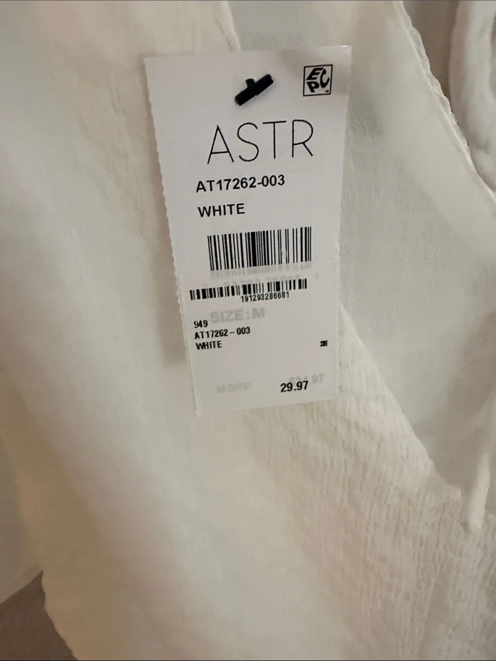 Astr Cream Gauze V-Neck Puff Sleeve Tie-Back Blouse